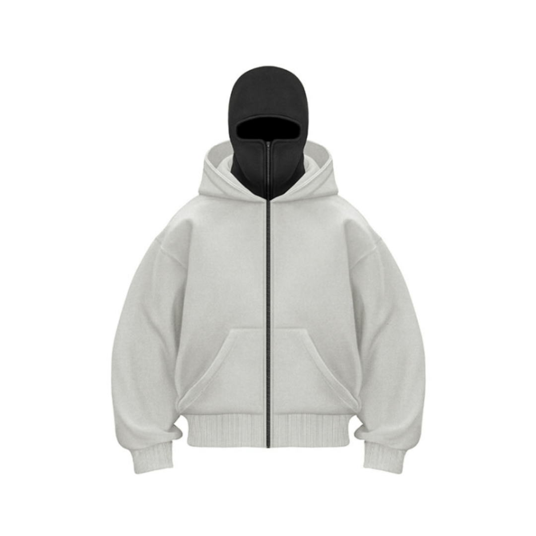 #product_na#Fashion GlowFashion GlowWit/ZwartSBalaclava | Full - Zip Hoodie